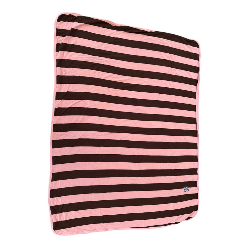 KicKee Pants Pink and Brown Bamboo Striped Blanket